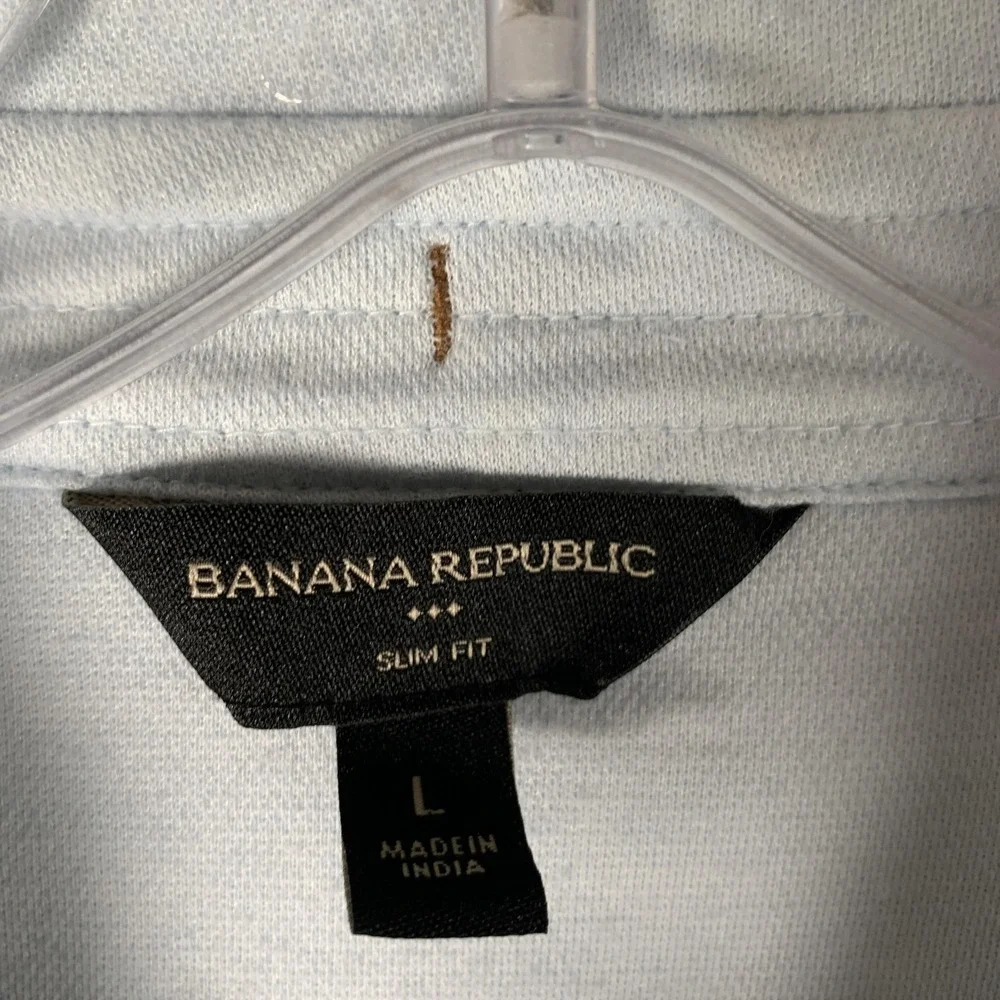 Banana Republic Shirt Mens Large Blue Solid Knit Long Sleeve Button Front Casual